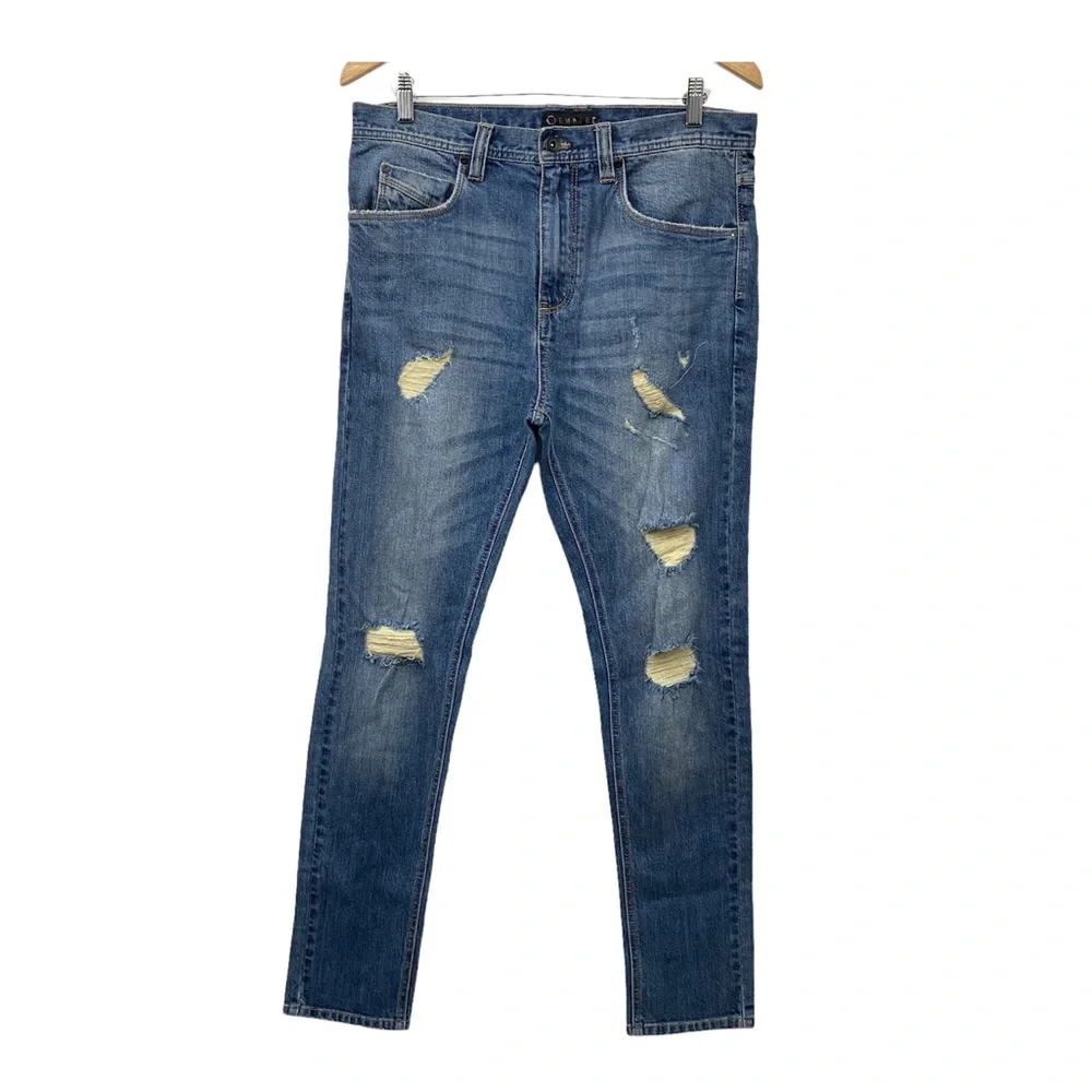 Empyre Men's Medium Wash Blue Distressed Jeans Size 32 - Picture 1 of 8